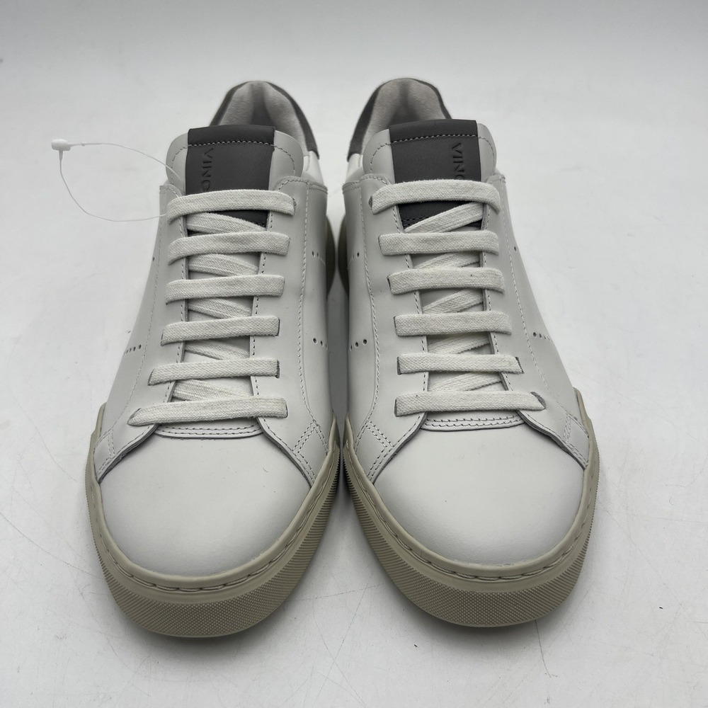 Vince Mercer Shoes Mens 7.5 White Gray Leather Low Top Casual Sneakers Classic - Picture 2 of 10